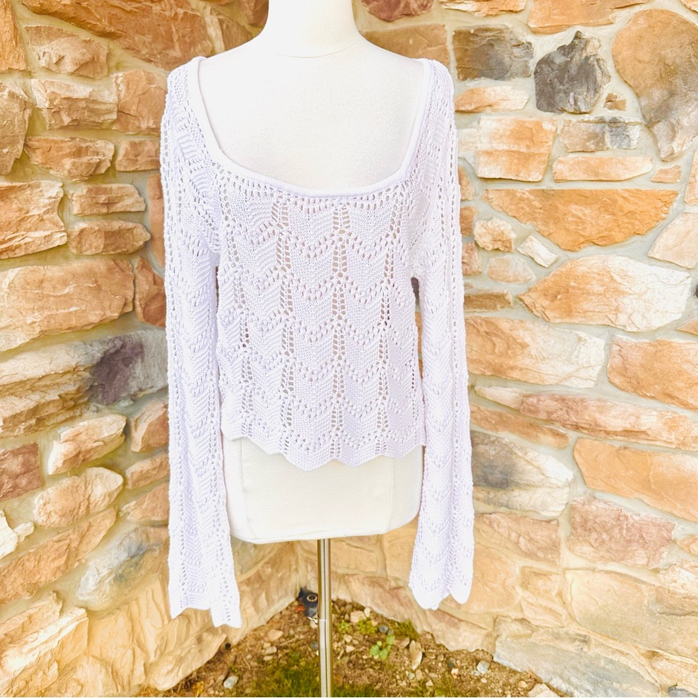 Hollister Crochet Long Bell Sleeve Jumper Sweater - Picture 6 of 16